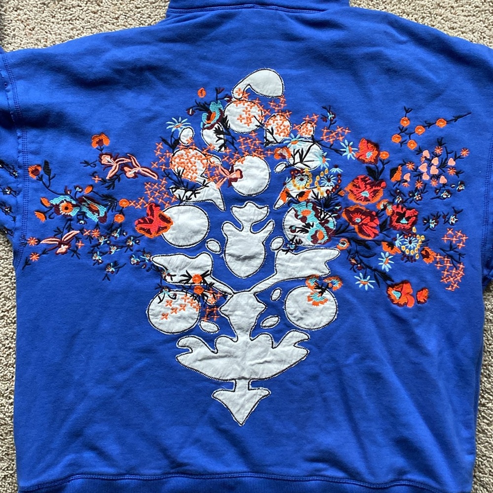 FREE PEOPLE At My Best Embroidered Hoodie in Stellar Blue